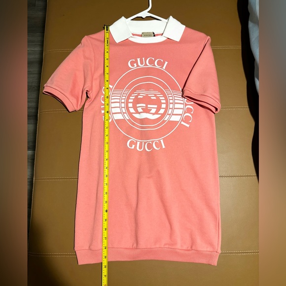 New! Gucci Logo Print Polo Dress Felted Cotton Jersey. - Picture 9 of 10